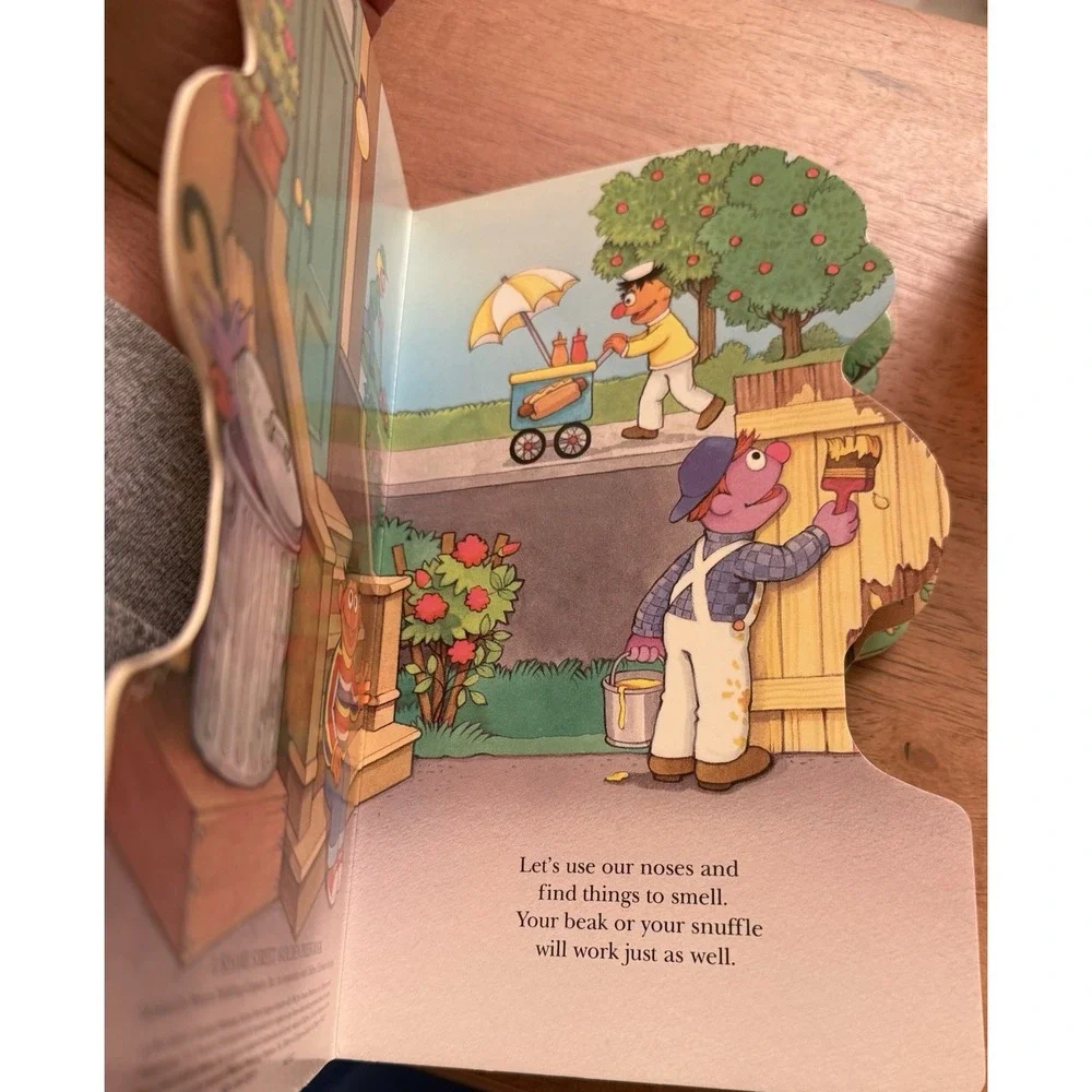 Vintage 1990‎ Ernie Follows His Nose Board Book Sesame Street  F11